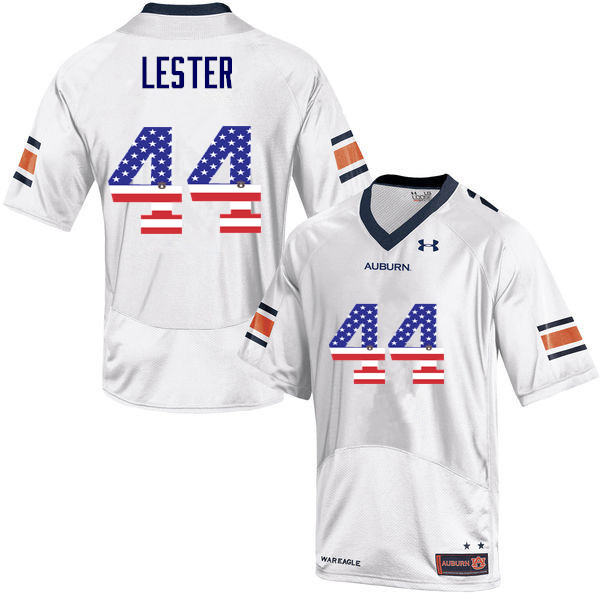 Auburn Tigers Men's Raymond Lester #44 White Under Armour Stitched College USA Flag Fashion NCAA Authentic Football Jersey IYS1174QB